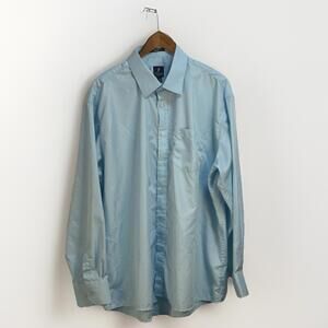 Silver Label By Moshiko Men's Button-up Aqua Blue Dress Shirt Sz XL 17-17.5‎